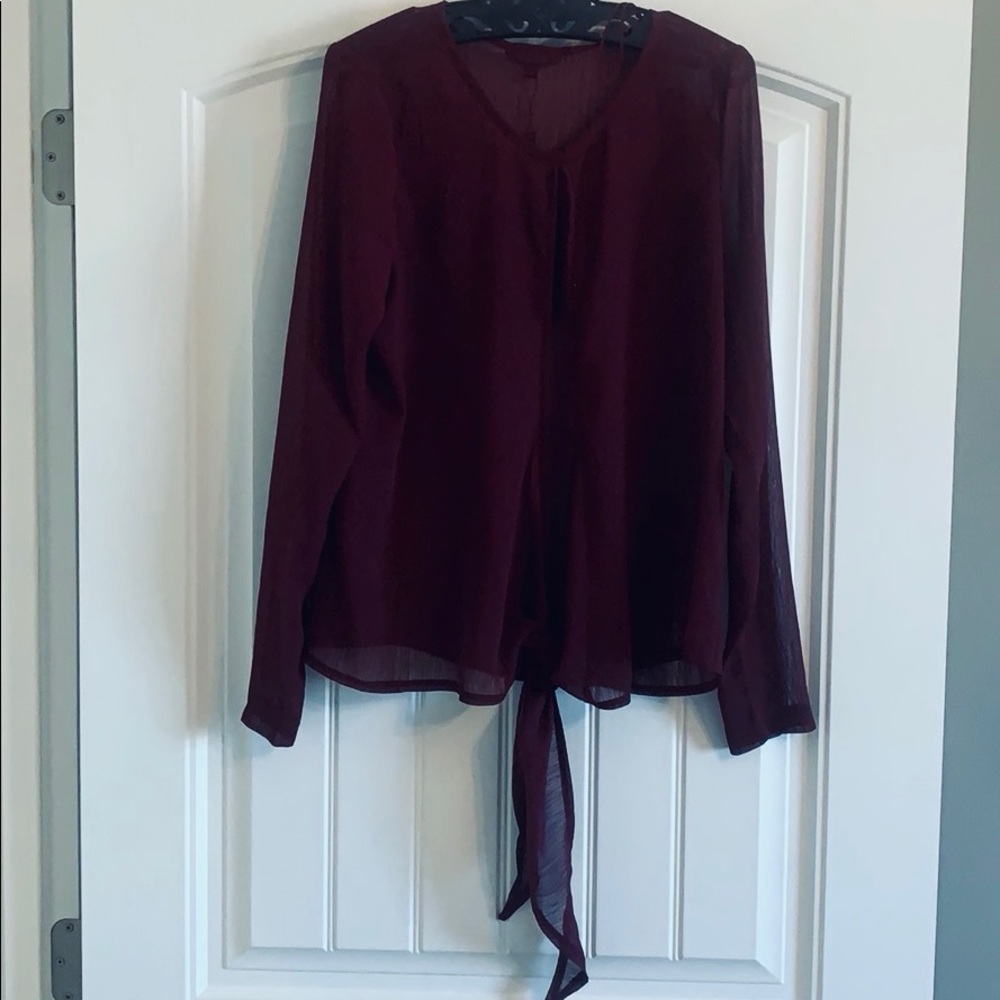 Missguided Berry sheer tie front blouse